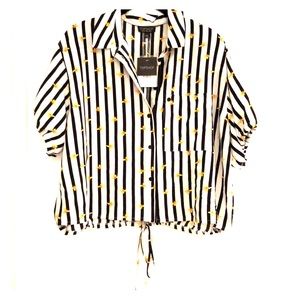 Topshop Stripe Button Up Top